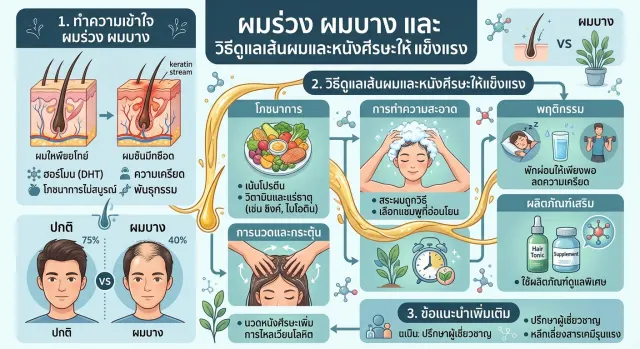 ผมร่วง ผมบาง  วิธีดูแลเส้นผมและหนังศีรษะให้แข็งแรง